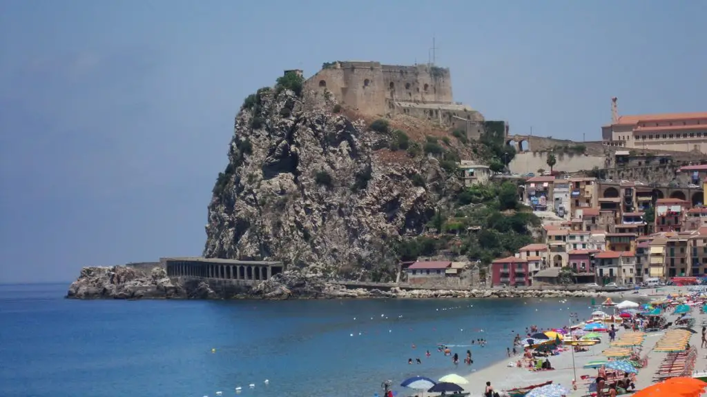 The mythological rock of Scilla and one of the best beaches in the area