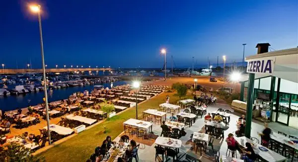 The port at night in Roccella Ionica