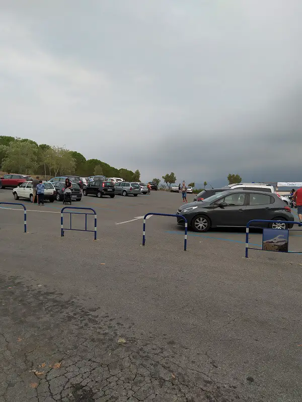 The large car park near Tindari where you get the buses up to the sanctuary