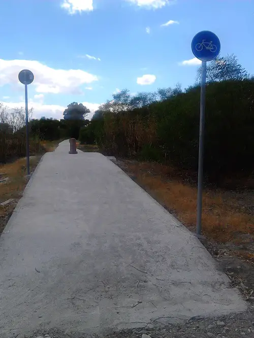 Cycling along bike paths