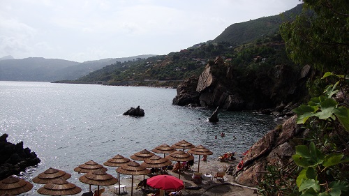 The hotel's private beach in Cefalù