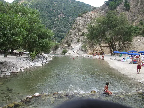 The river Allaro close to the waterfalls is shallow and ideal for kids