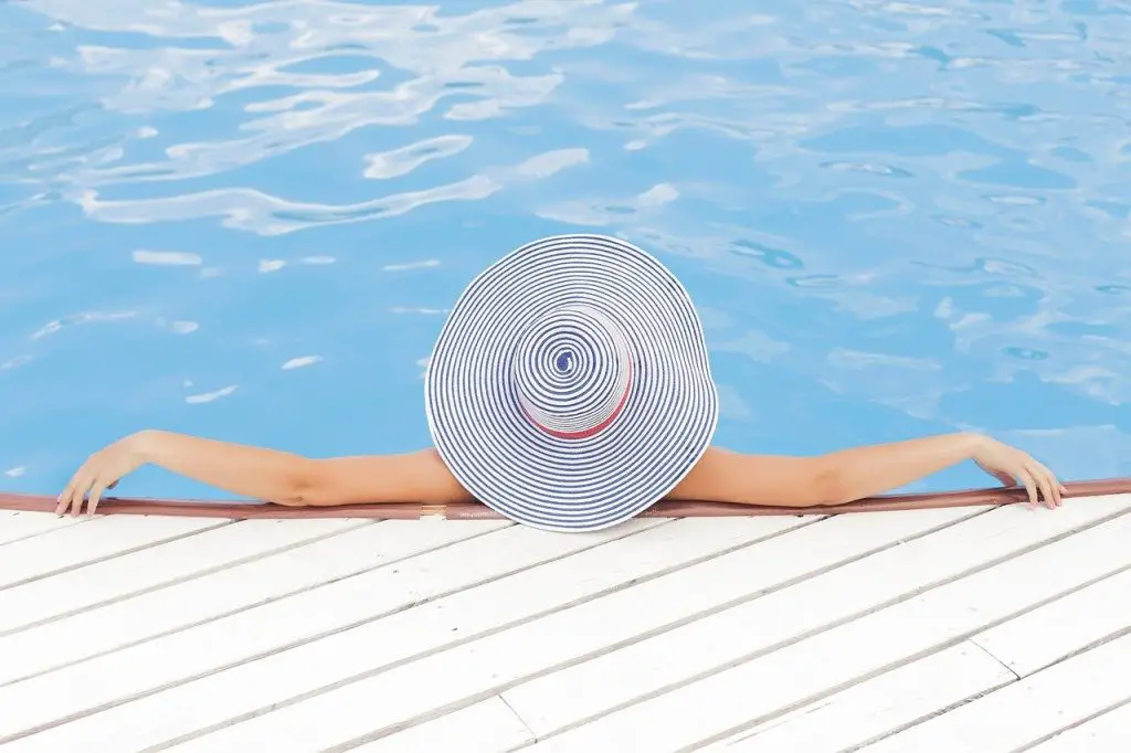 Relaxing in a swimming pool