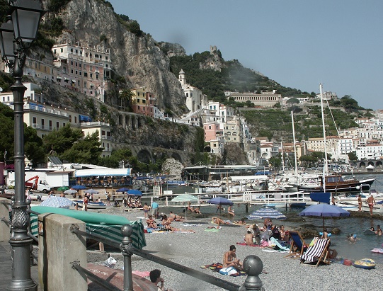 The town of Amalfi from the beach