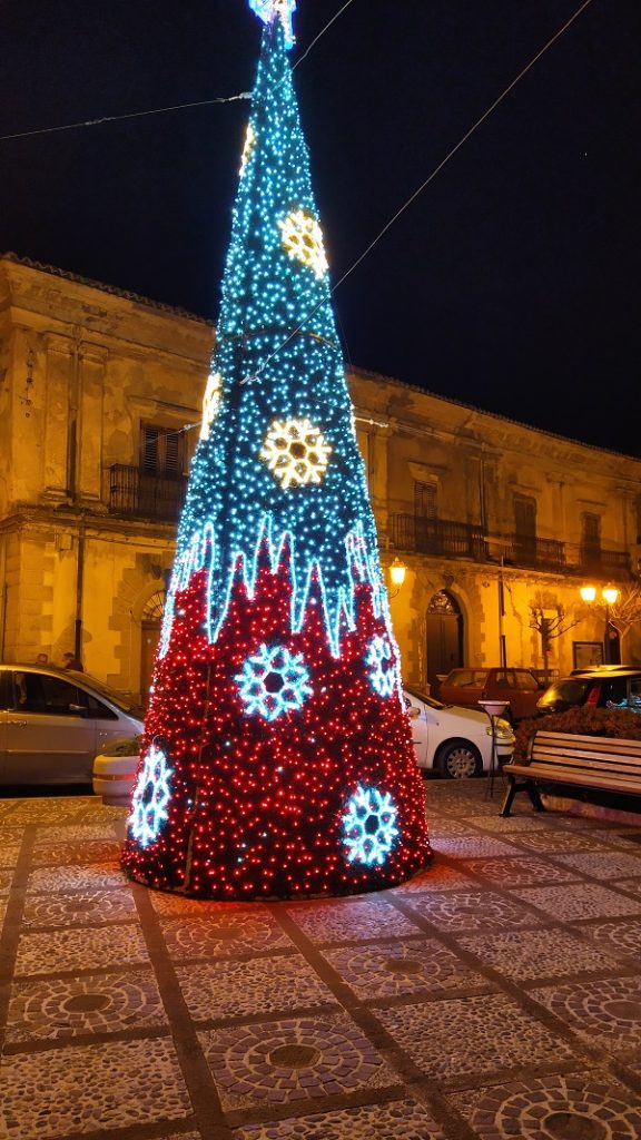 The Christmas tree in San Piero Patti in December
