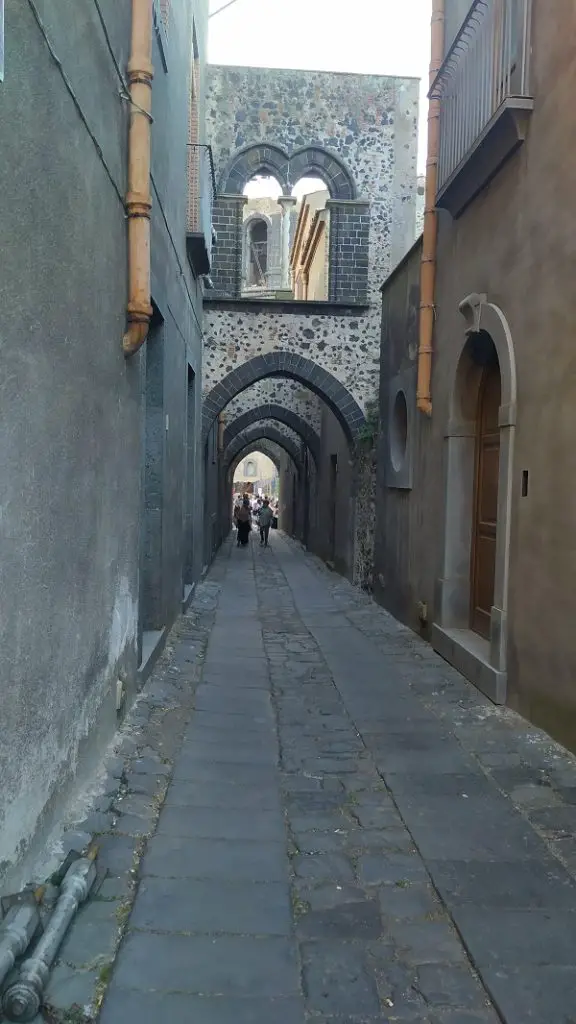 street built with lava rock